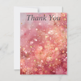 Roze & Gouden Glitter Bedankkaart Briefkaart