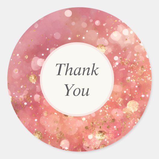 Roze & Gouden Glitter Bedankt Sticker (Voorkant)