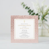 Roze Gouden Glitter Bevestiging Vierkant Kaart (Staand voorkant)