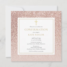 Roze Gouden Glitter Bevestiging Vierkant Kaart