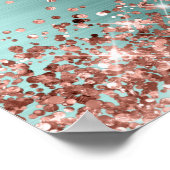 Roze Gouden Glitter Bleek Turquoise Bruidsdouche Poster (Hoek)