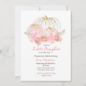 Roze Gouden Glitter Bloem Pompoen baby shower Kaart (Voorkant)