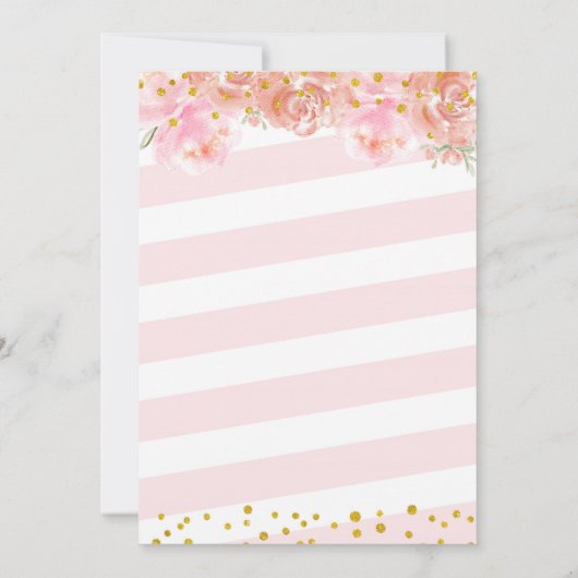 Roze Gouden Glitter Bloem Pompoen baby shower Kaart (Achterkant)