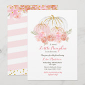 Roze Gouden Glitter Bloem Pompoen baby shower Kaart (Voorkant / Achterkant)