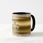 Roze & Gouden Glitter Bloem van de lelie Chic Mok (Voorkant rechts)