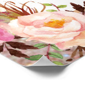 Roze Gouden Glitter Bloemachtige Bruiloftsfeest Mi Poster (Hoek)