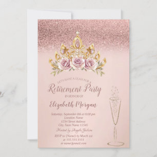 Roze Gouden Glitter Bloemenkroon Tiara Glas Pensio Kaart