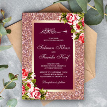 Roze Gouden Glitter Bloemige Roze Islamitische Mos