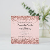 Roze Gouden Glitter Blush 40e Verjaardag Kaart (Staand voorkant)