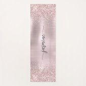Roze Gouden Glitter Blush Metalen Monogram Schrift Yogamat (Voorkant)
