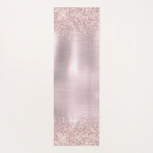 Roze Gouden Glitter Blush Metalen Monogram Schrift Yogamat (Achterkant)
