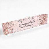 Roze Gouden Glitter Blush Naambordje