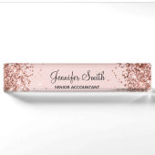 Roze Gouden Glitter Blush Naambordje (Voorkant)
