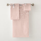 Roze Gouden Glitter Blush Roze Monogram Bad Handdoek (Insitu)