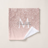 Roze Gouden Glitter Blush Roze Monogram Bad Handdoek (Wasdoekje)