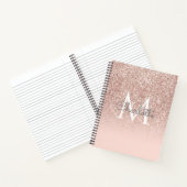Roze Gouden Glitter Blush Roze Monogram Chic Notitieboek (Binnen)