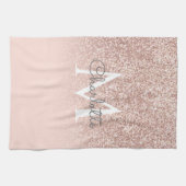 Roze Gouden Glitter Blush Roze Monogram Damesachti Theedoek (Horizontaal)