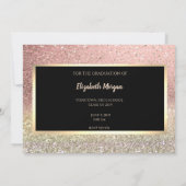 Roze Gouden Glitter Bokeh Afstudeerdata Save The Date (Achterkant)