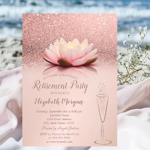 Roze Gouden Glitter Bokeh Lotus Glas Pensioen Kaart