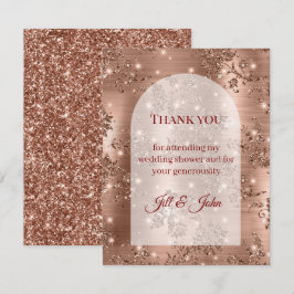 Roze Gouden Glitter Boog Bruiloft Dank Je Wel Bedankkaart