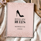 Roze Gouden Glitter Boss Lady Logo Blush Planner