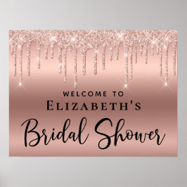 Roze Gouden Glitter Bruidsfeest Verwelkoming Poster