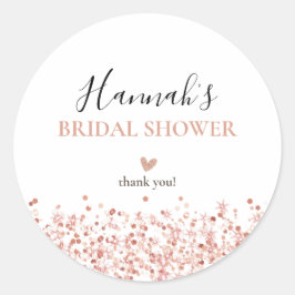Roze Gouden Glitter Bruiloft Feest bedankt Ronde Sticker