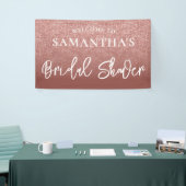 Roze Gouden Glitter Bruiloft Feest Spandoek (Beurs)