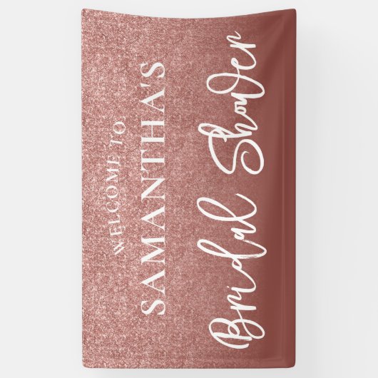 Roze Gouden Glitter Bruiloft Feest Spandoek (Verticaal)