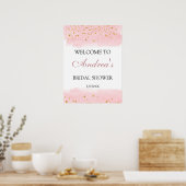 Roze Gouden Glitter Bruiloft Feest Verwelkoming Poster (Keuken)