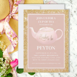 Roze Gouden Glitter Bruiloft Theepartij Borrel Kaart