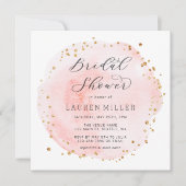 Roze Gouden Glitter Bruiloft Uitnodiging Vierkant (Voorkant)