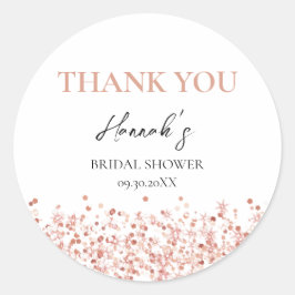 Roze Gouden Glitter Bruiloftsfeest bedankt Ronde Sticker