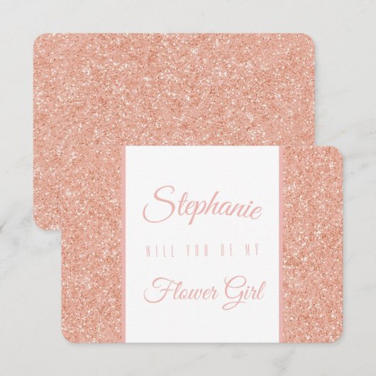 Roze Gouden Glitter Bruiloftsfeest Kaart (Voorkant / Achterkant)