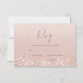 Roze Gouden Glitter Bruiloftsfeest RSVP Kaart (Voorkant)
