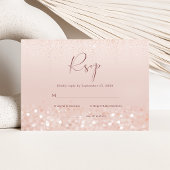 Roze Gouden Glitter Bruiloftsfeest RSVP Kaart