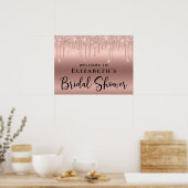 Roze Gouden Glitter Bruiloftsfeest Welkom Poster (Keuken)
