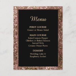 Roze Gouden Glitter Bruiloftsmenu Kaart