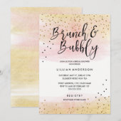 Roze Gouden Glitter Brunch en Bubbly Vrijgezellenf Kaart (Voorkant / Achterkant)