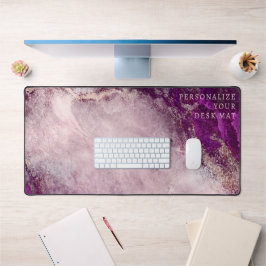 Roze Gouden Glitter & Burgundy Marmer Elegant Op M Bureaumat