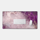 Roze Gouden Glitter & Burgundy Marmer Elegant Op M Bureaumat (Keyboard & Muis)
