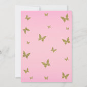 Roze & Gouden Glitter Butterfly Sweet 16 Party Kaart (Achterkant)