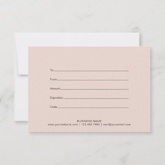 Roze Gouden Glitter Cadeaubon (Achterkant)