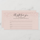 Roze Gouden Glitter Cadeaubon (Voorkant / Achterkant)