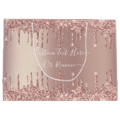 Roze Gouden Glitter Cadeautas met Aangepaste Tekst (Achterkant)