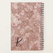 Roze Gouden Glitter Camouflage Jaarlijks Monogram Planner (Achterkant)