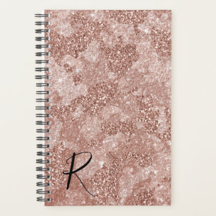 Roze Gouden Glitter Camouflage Jaarlijks Monogram Planner