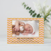 Roze/Gouden Glitter Chevron - Geboorteaankondiging Aankondiging (Staand voorkant)
