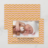 Roze/Gouden Glitter Chevron - Geboorteaankondiging Aankondiging (Voorkant / Achterkant)