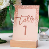 Roze gouden glitter chic blozend roze tafelnummer